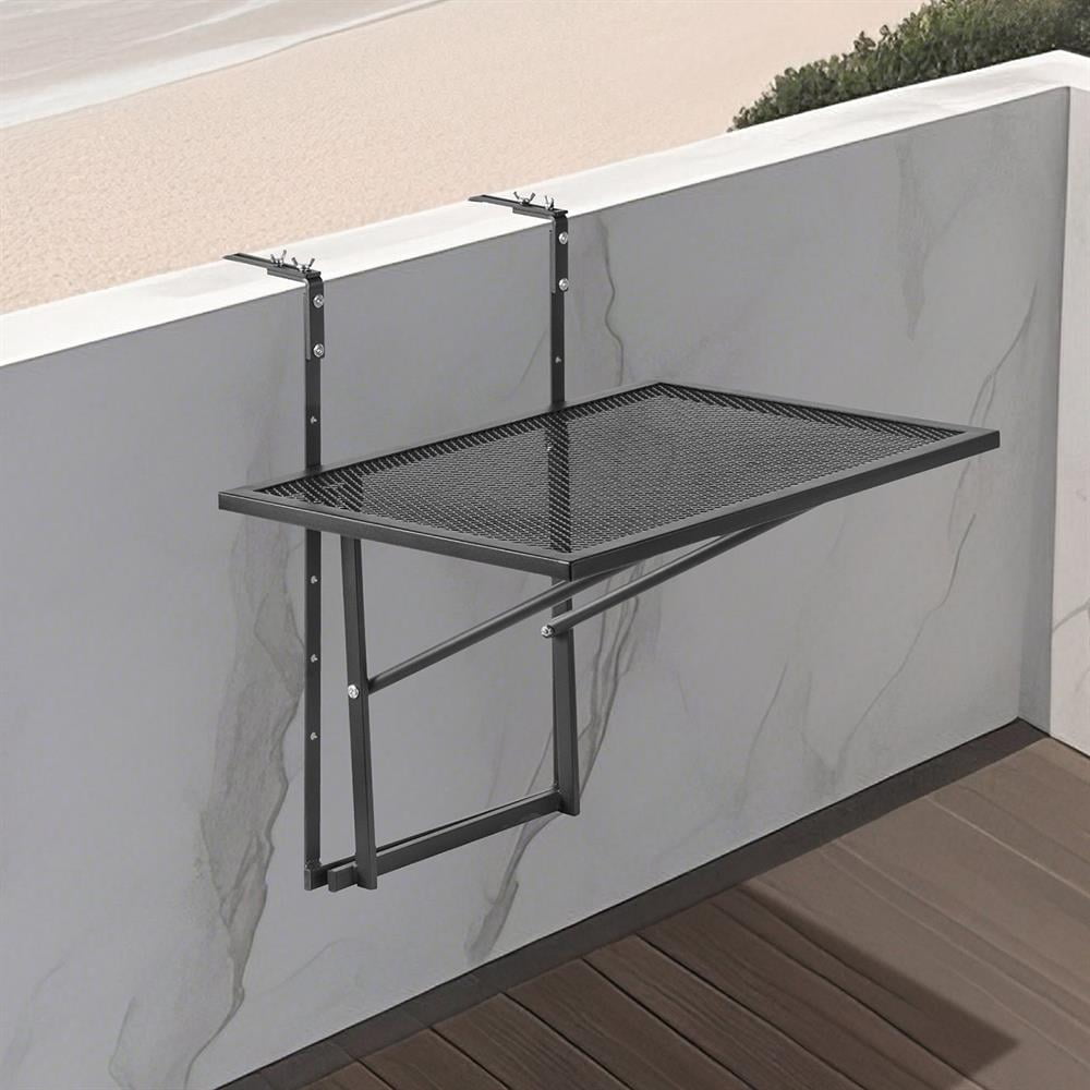 GVN Outdoor Metal Balcony Table 19x24, Hanging Patio Railing, Durable & Sturdy, Perfect for Deck, Porch, Easy Assembly