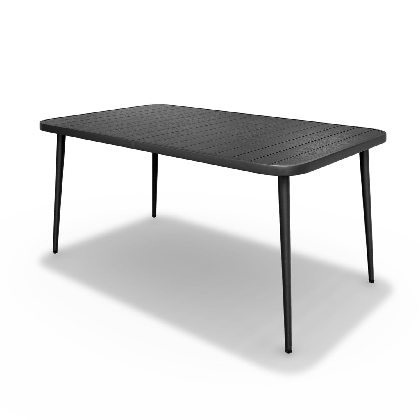 JUSTLET 6-Person Heavy-Duty Outdoor Rectangular Metal Dining Table – Rust-Resistant, Waterproof, Sunproof, All-Weather Patio Table for Garden, Deck, Porch, Backyard – Brown