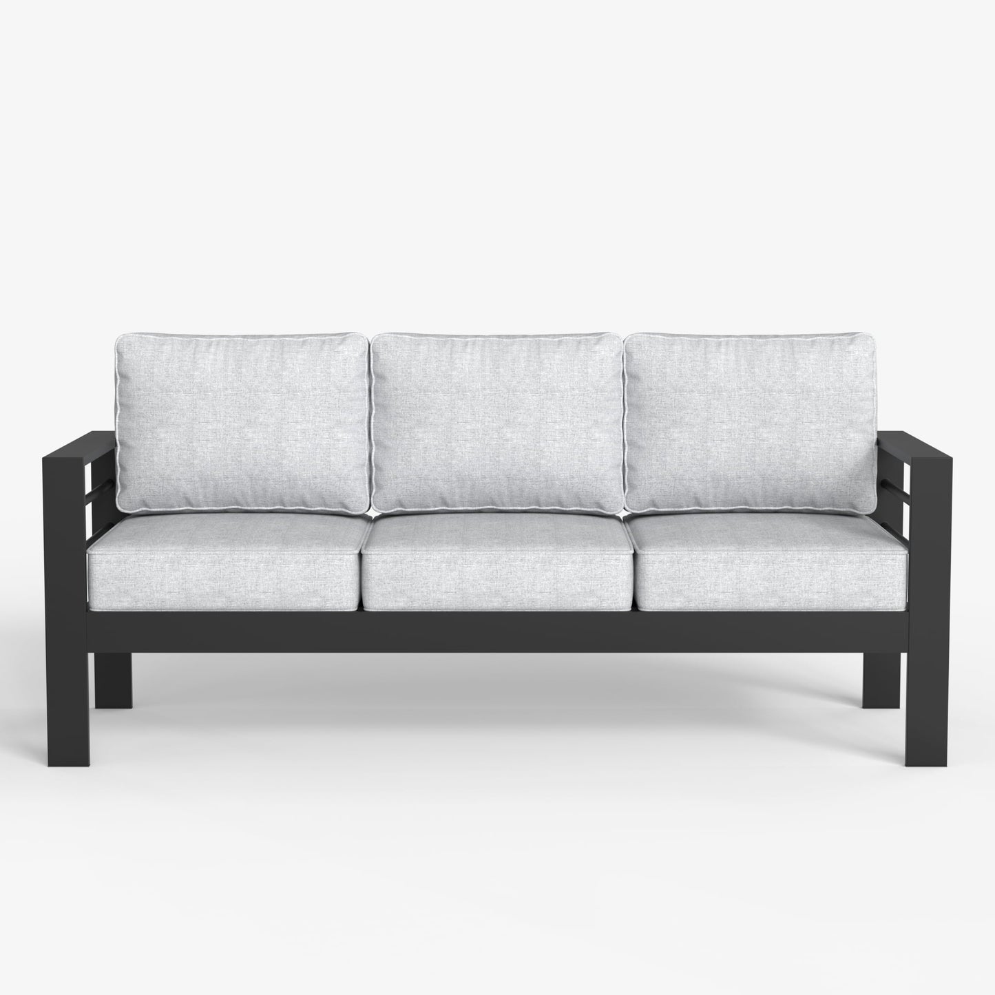 LayinSun Aluminum Outdoor Patio Metal Couch, 3-Seat Sofa Chair with Cushions