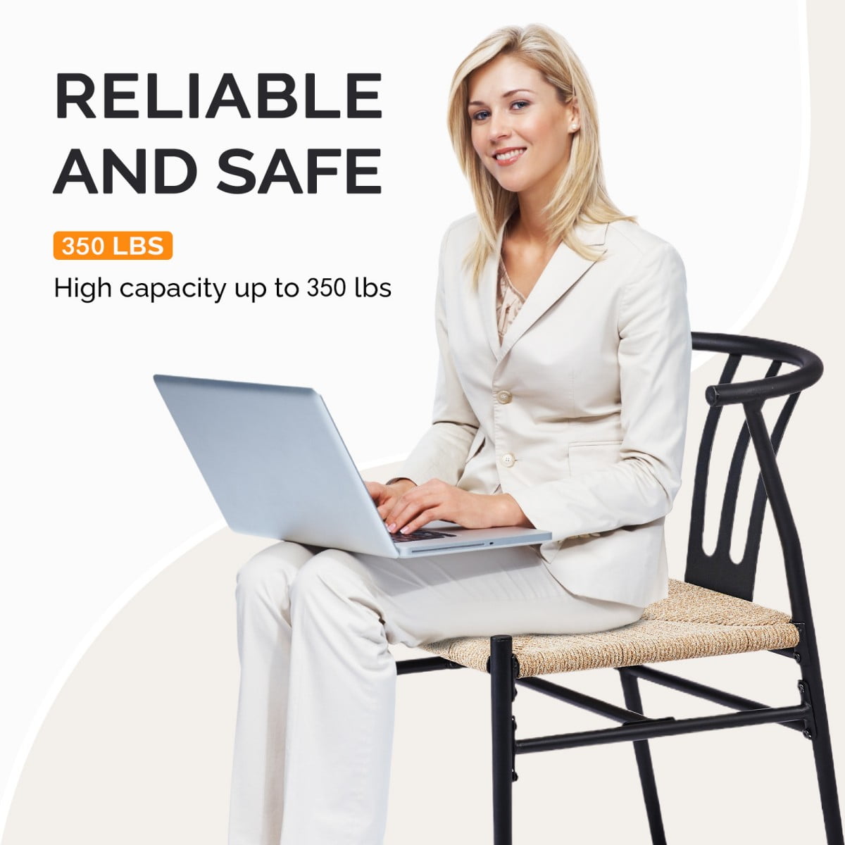 IVV Outdoor Dining Chairs Set of 4, Metal Frame Patio Chairs All-Weather Wicker Patio Dining Seat for Balcony, Yard, Front Porch and Deck (Black)