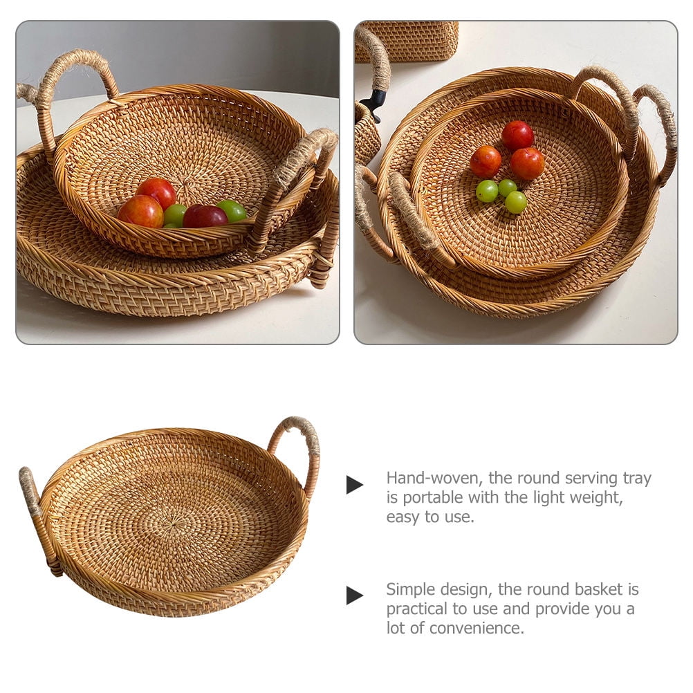 CTIRCHIU Kitchen Wicker Basket Serving Bread Basket Khaki 1Pcs for Home Use