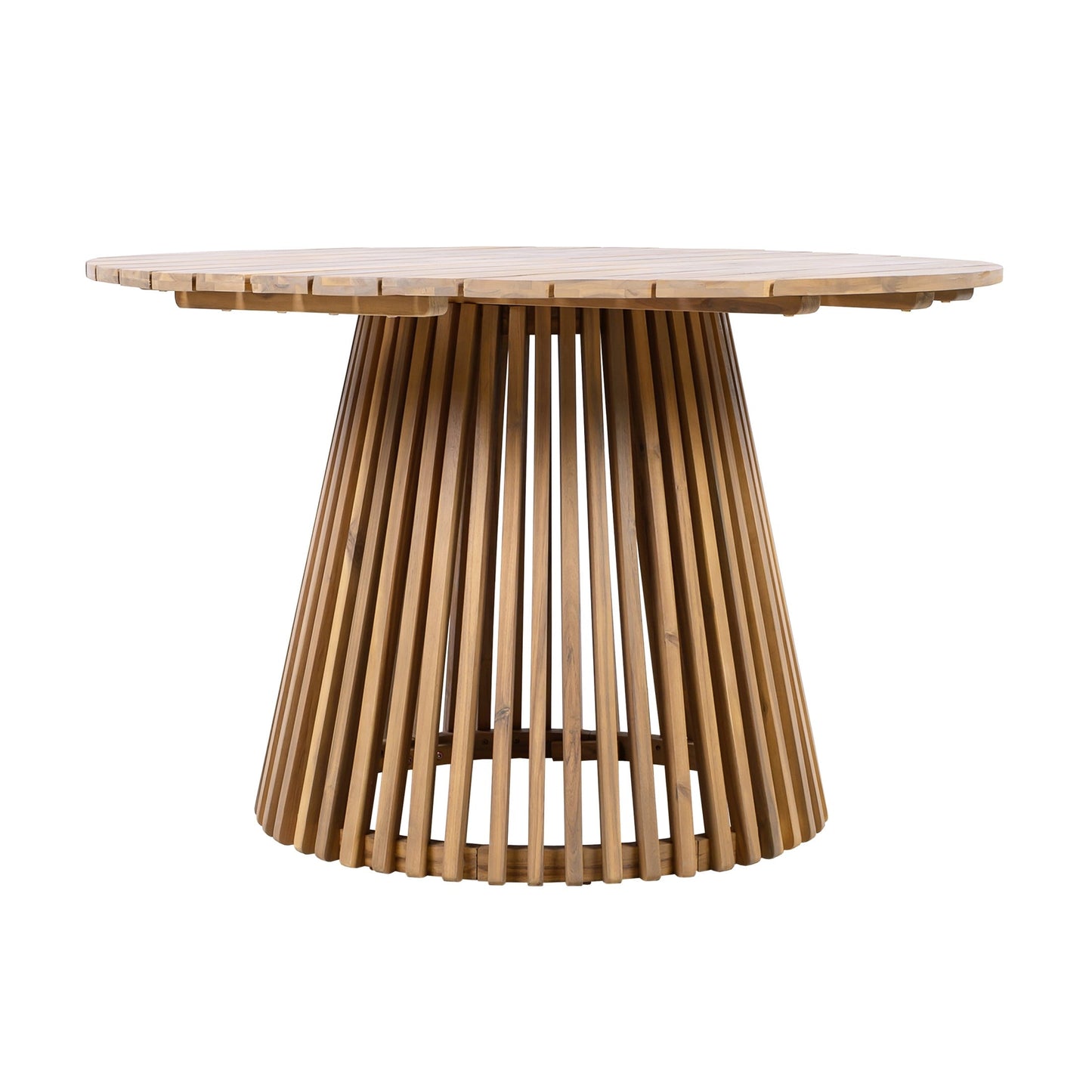 Christopher Knight Home 47" Round Outdoor Dining Table, Wood Patio Table with Slatted Pedestal Base, Light Teak