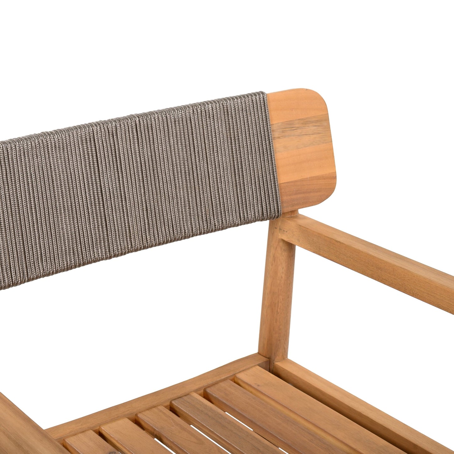 Christopher Knight Home Coastal Wood Outdoor Dining Chair with Rope Weave Backrest, Grey, Set of 2