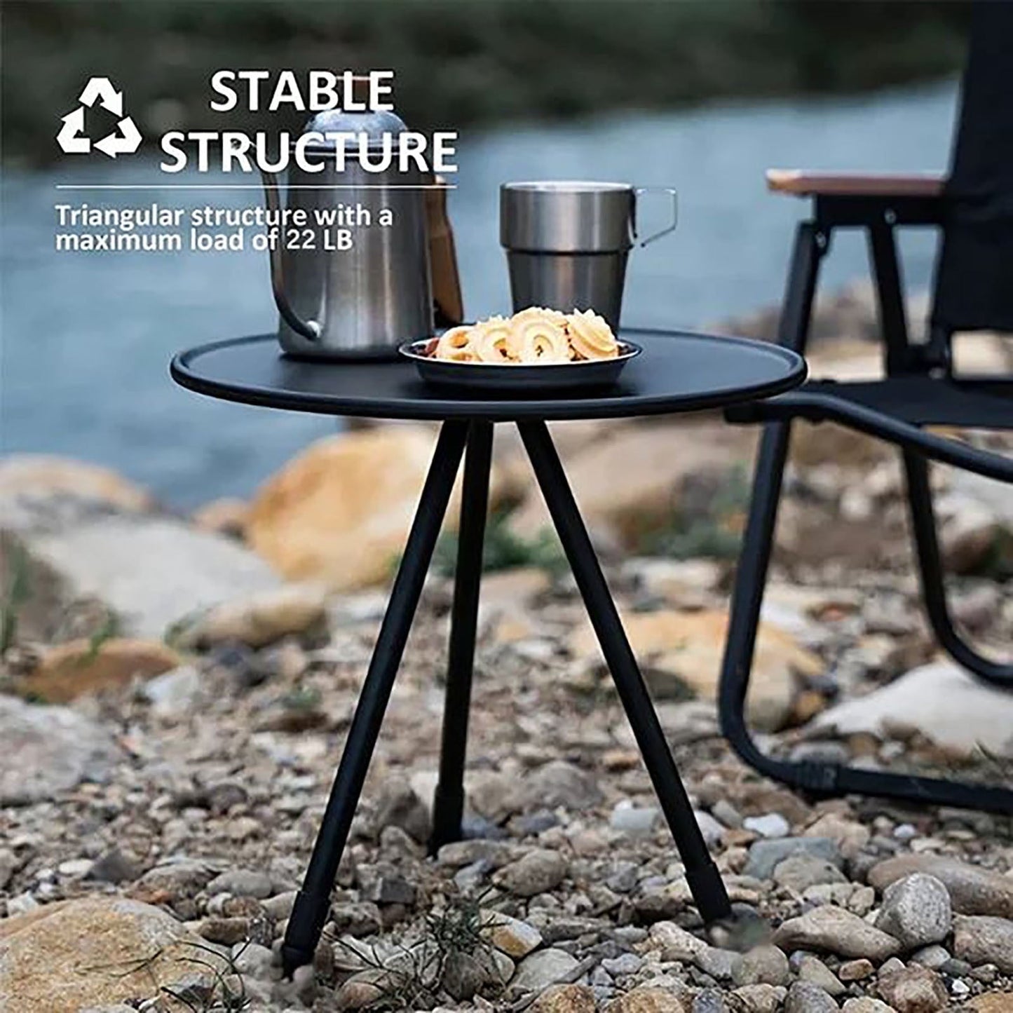 Kieccall Outdoor Folding Small Round Table Portable And Adjustable Camping Table Camping Equipment Picnic Double-layer With Light Rack Coffee Table