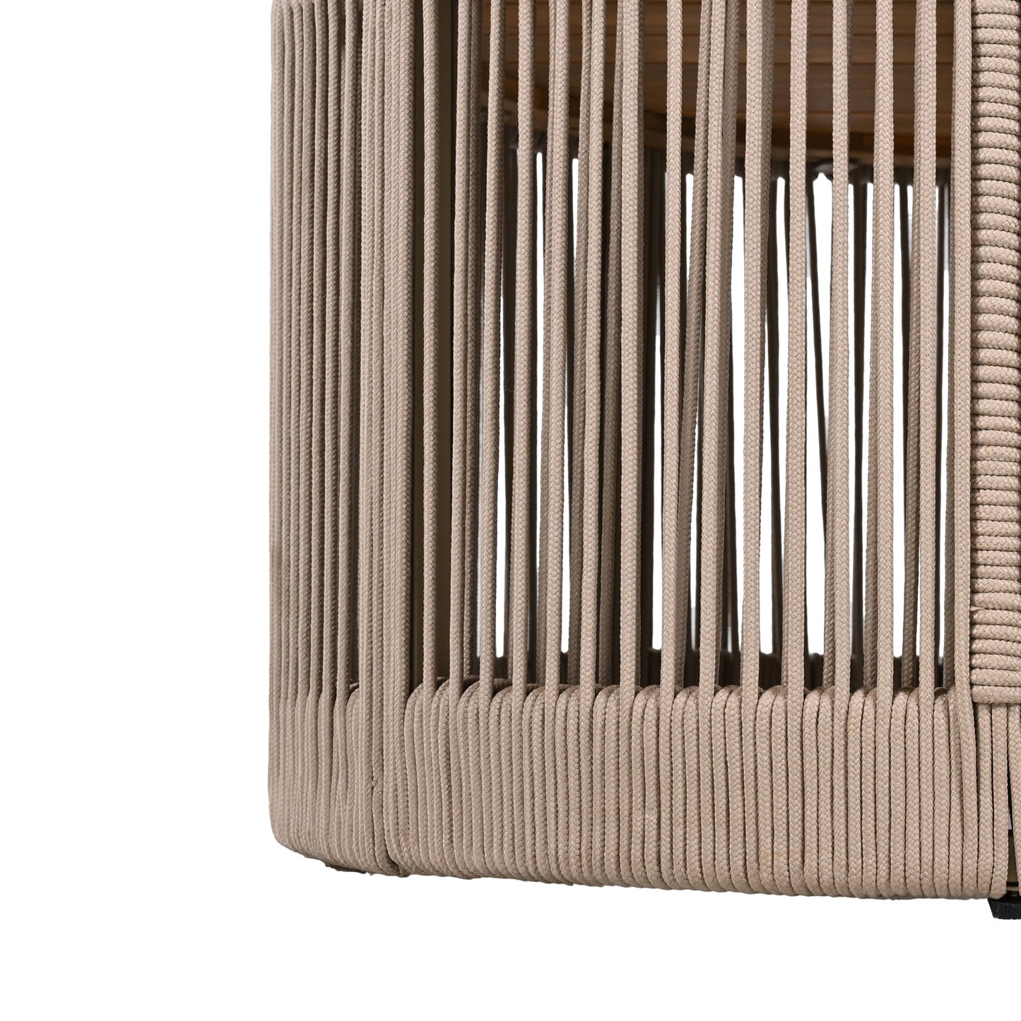 Christopher Knight Home 26" Round Coffee Table, Acacia Wood Top with Rope & Iron Base, Beige