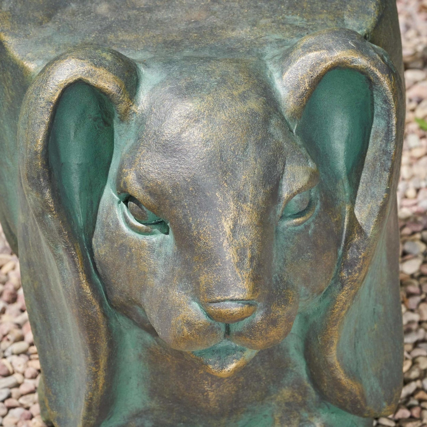 Christopher Knight Home Rustic Side Table, Bronze Bunny Design, Indoor/Outdoor, Distressed Gold Patina