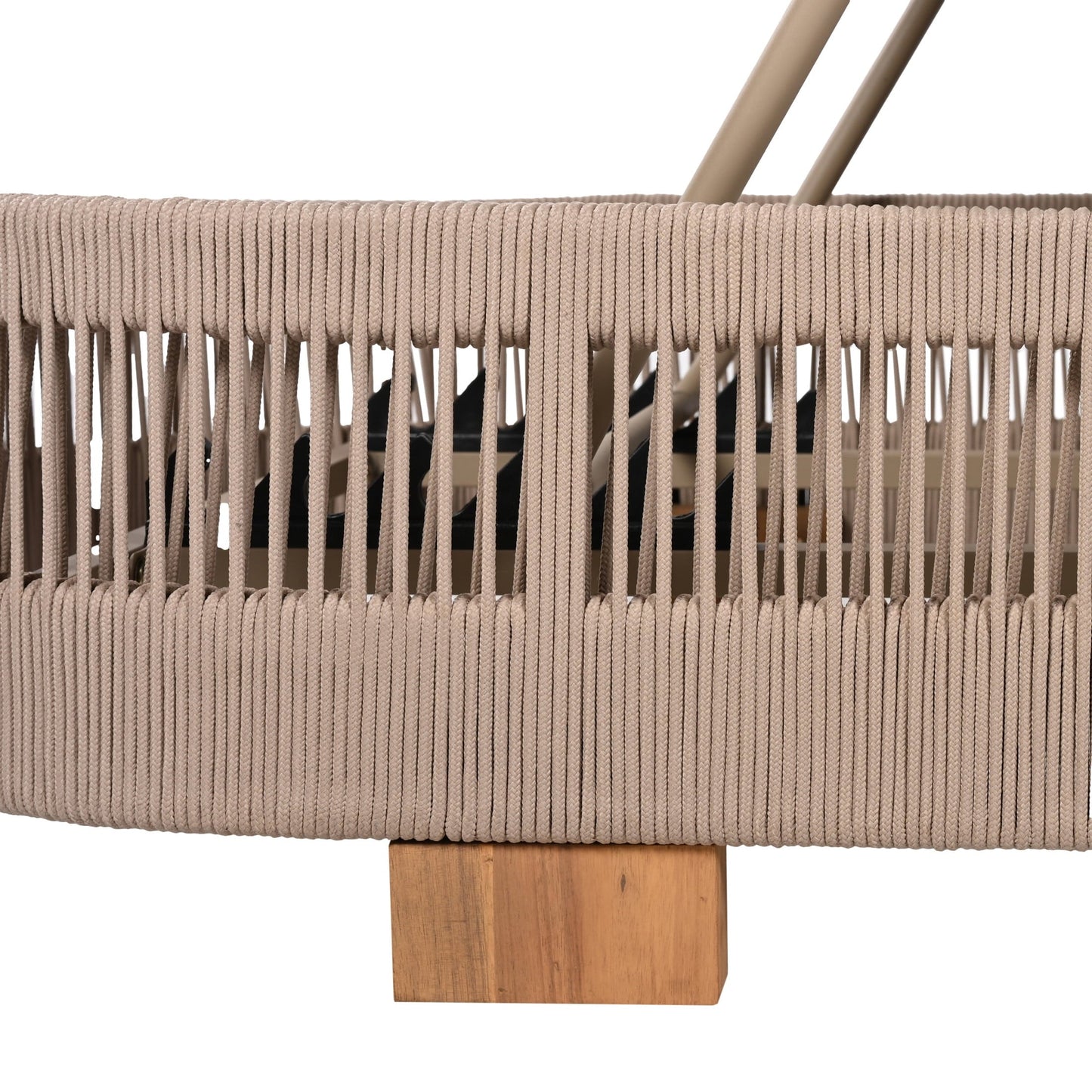 Christopher Knight Home Adjustable Outdoor Wood Chaise Lounge with Cushion, Rope Accent, Beige