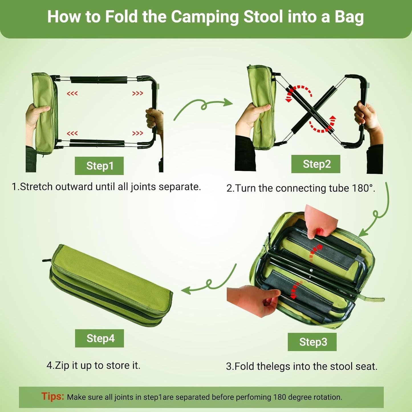 Camping Stool, Portable Folding Stool, Aluminum Ultralight Backpacking Stool Suitable for Fishing, Hiking, BBQ, Outdoor Events (Black)