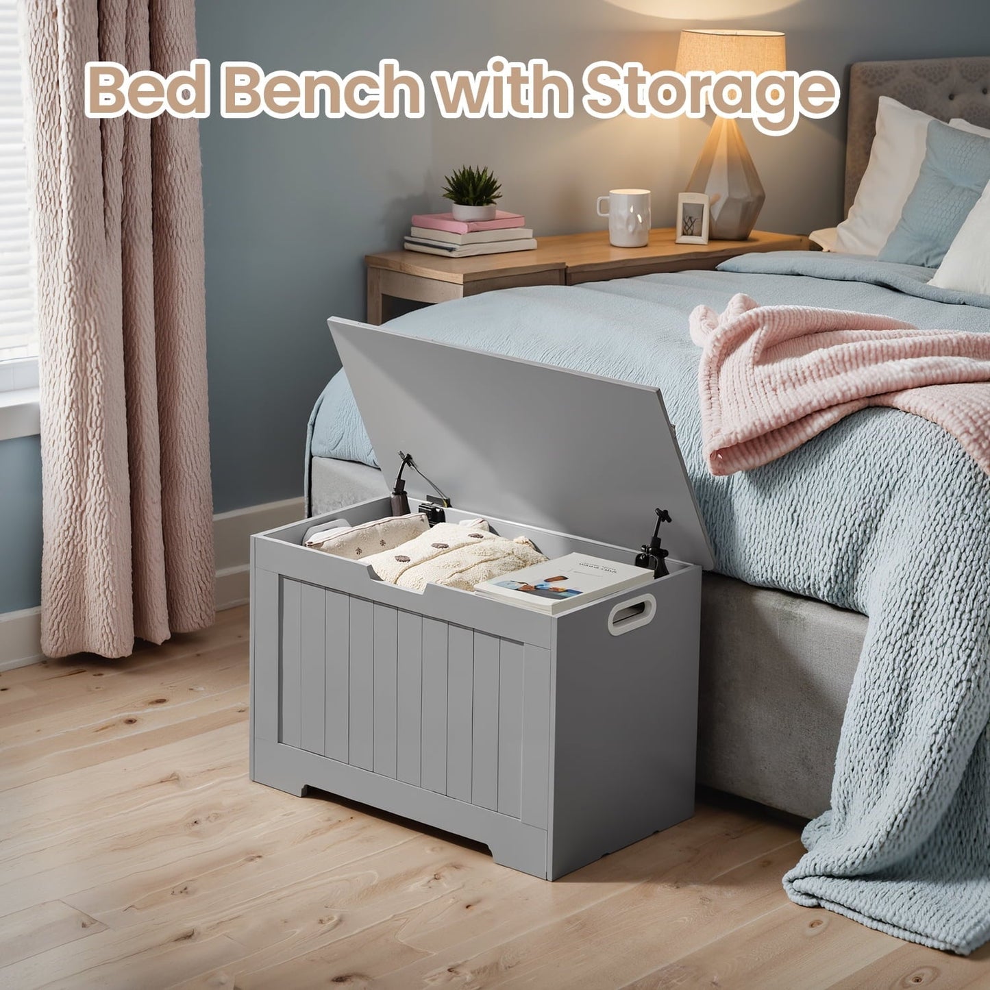 LEDREM Storage Chest Storage Trunk for Bedroom Entryway Large Capacity Organizer, Dove Gray