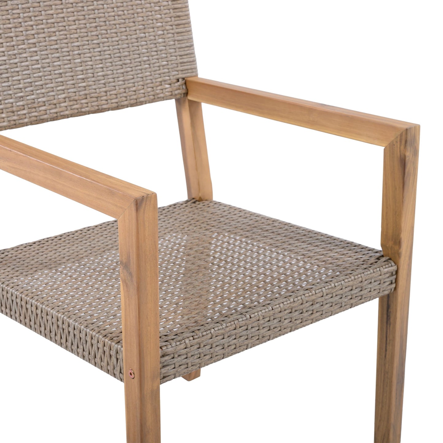 Christopher Knight Home Wicker Outdoor Dining Armchair with Cushion, Solid Wood Frame, Light Brown+Teak