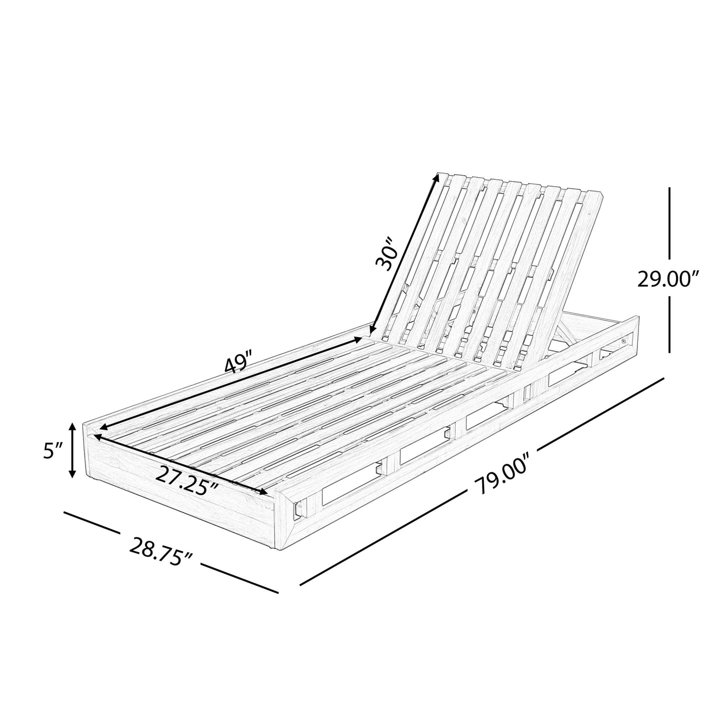 Christopher Knight Home Wood Outdoor Chaise Lounge Chair with 4-Position Adjustable Backrest, Teak Finish