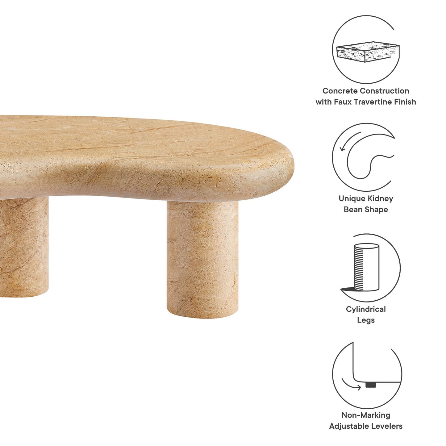 Coffee Side Table, Brown, Faux Stone Concrete, Outdoor Patio Balcony Cafe Bistro Garden Hospitality Restaurant, Modern Contemporary, HB37585