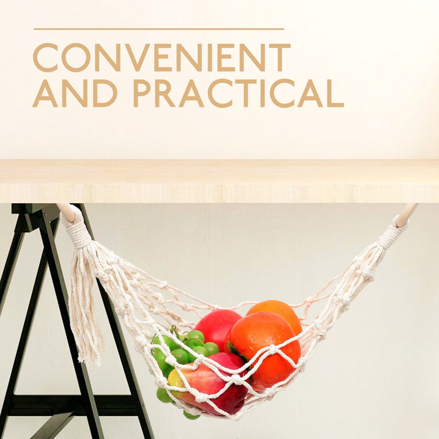 Clispeed Handwoven Fruit Hammock Cotton Minimalist Style for Homeowners 1Pack