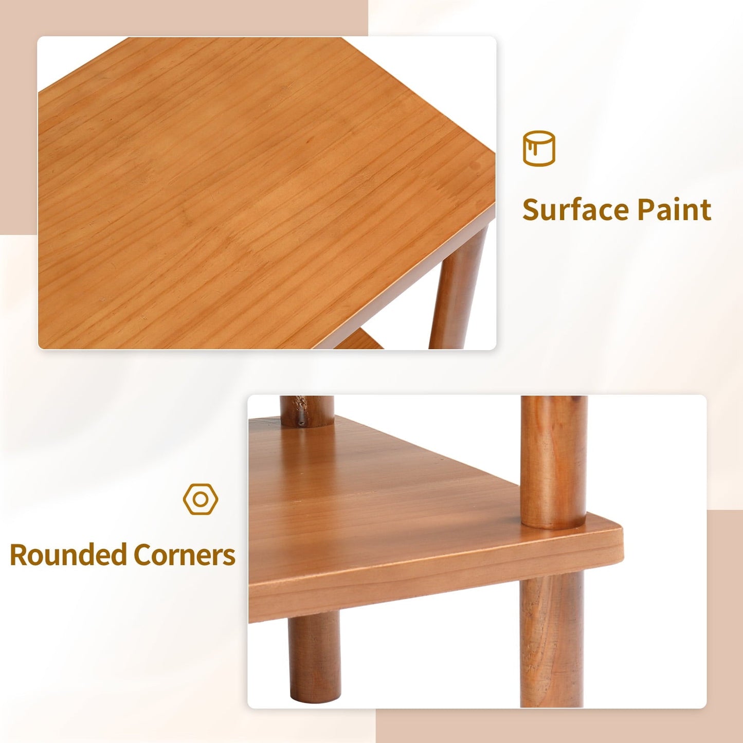 Ktaxon 2-Tier Outdoor Wood End Table, Weather Resistant Small Patio Side Table for Garden Patio Balcony Pool Indoor, Teak