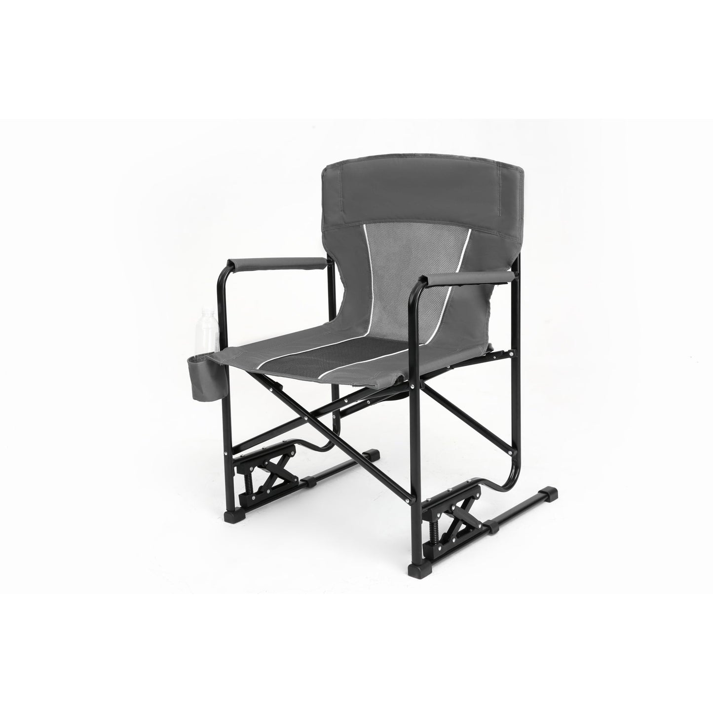 Leumius Outdoor Freestyle Rocker XL Oversized Foldable Rocking Camp Chair,Cup Holder,Gray