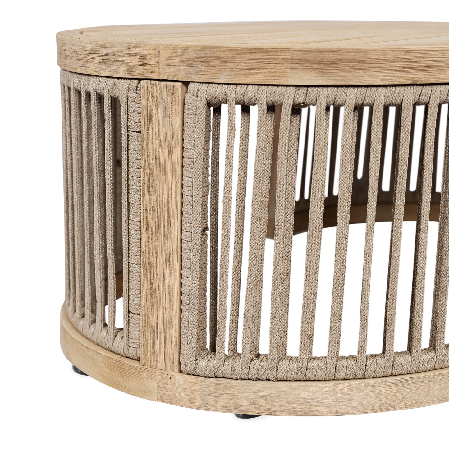 Christopher Knight Home 39.5" Outdoor Oval Coffee Table with Woven Rope Design, Light Teak