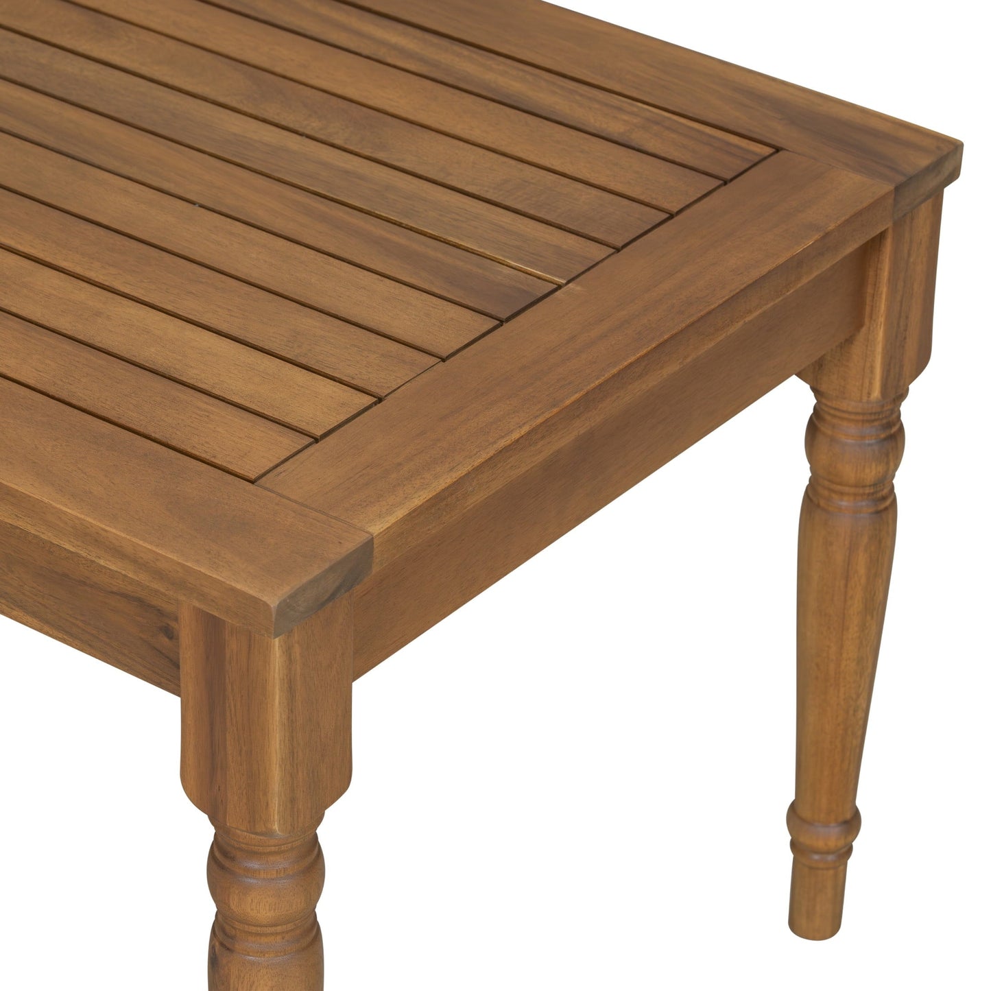 Christopher Knight Home 31.5" Outdoor Coffee Table, Wood Slatted Top with Carved Legs, Natural Finish