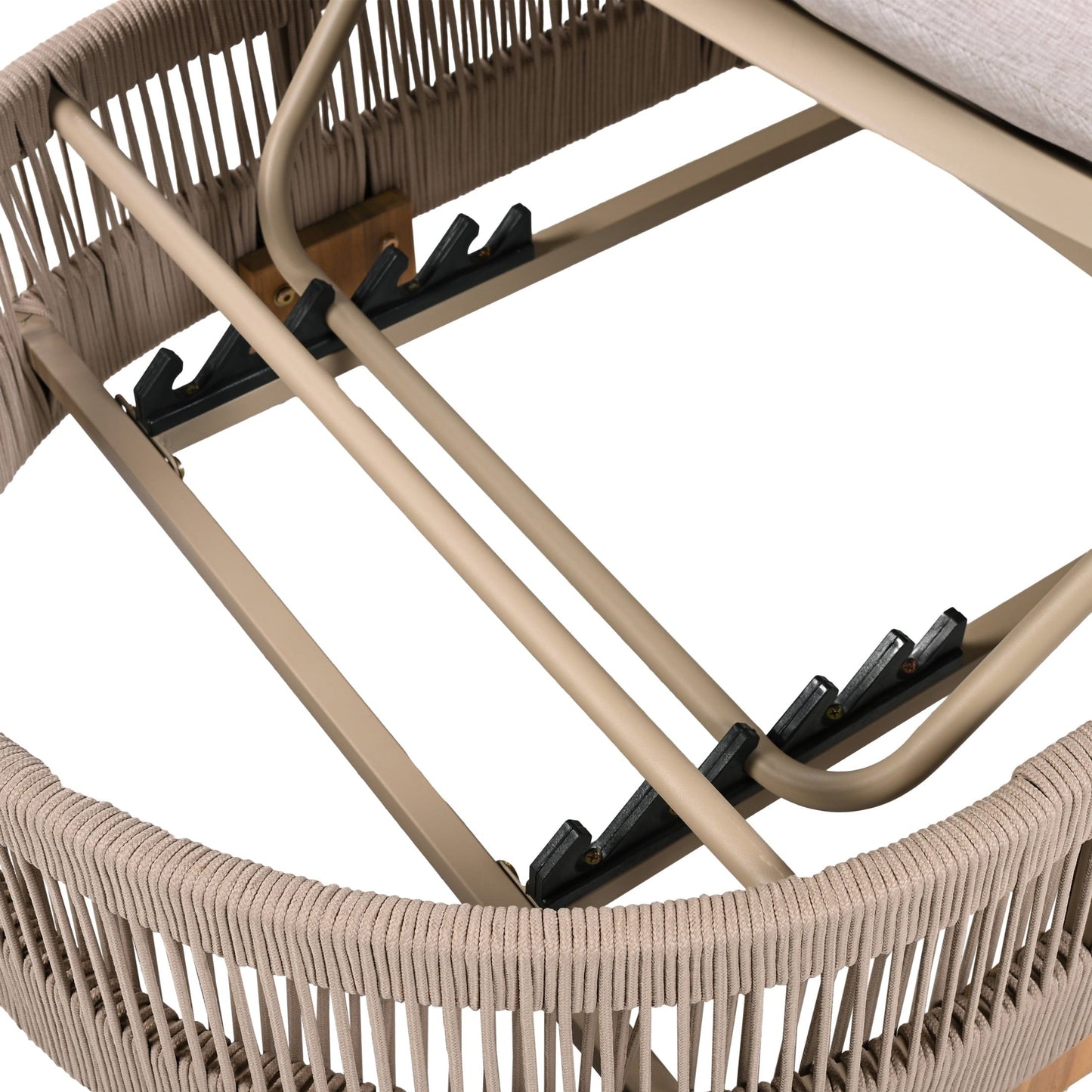 Christopher Knight Home Adjustable Outdoor Wood Chaise Lounge with Cushion, Rope Accent, Beige