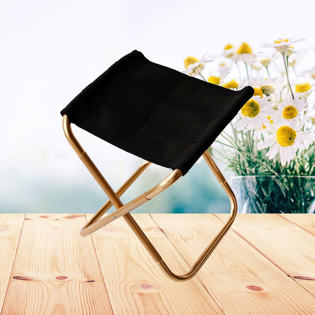 KAJNBN 1Pcs Golden Metal Folding Stool for Outdoor Camping and Picnics