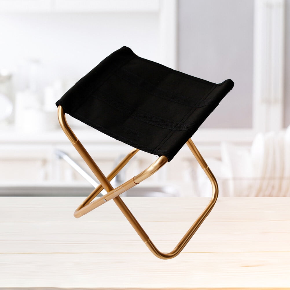 KAJNBN 1Pcs Golden Metal Folding Stool for Outdoor Camping and Picnics