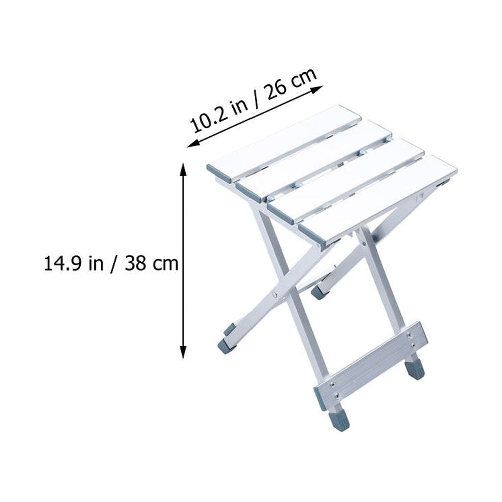jojofuny 1Pack Aluminum Stool for Camping and Picnic 38X26Cm Silver Color Portable and Foldable