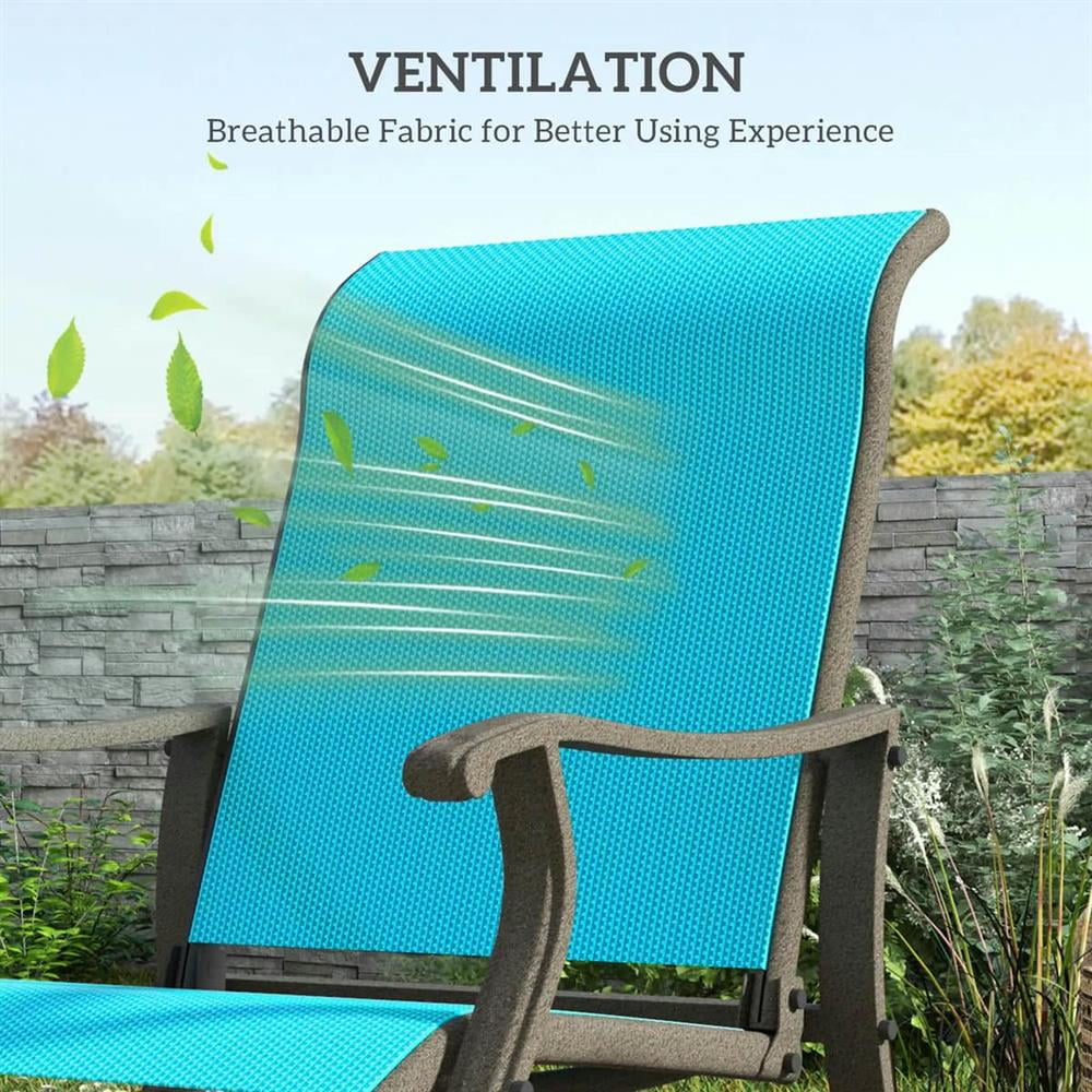 GVN Patio Rocking Lounge Chair, Patio Glider Chair,Outdoor Glider Chair Patio Glider Swing Chair with Mesh Seat, Steel Frame, Blue