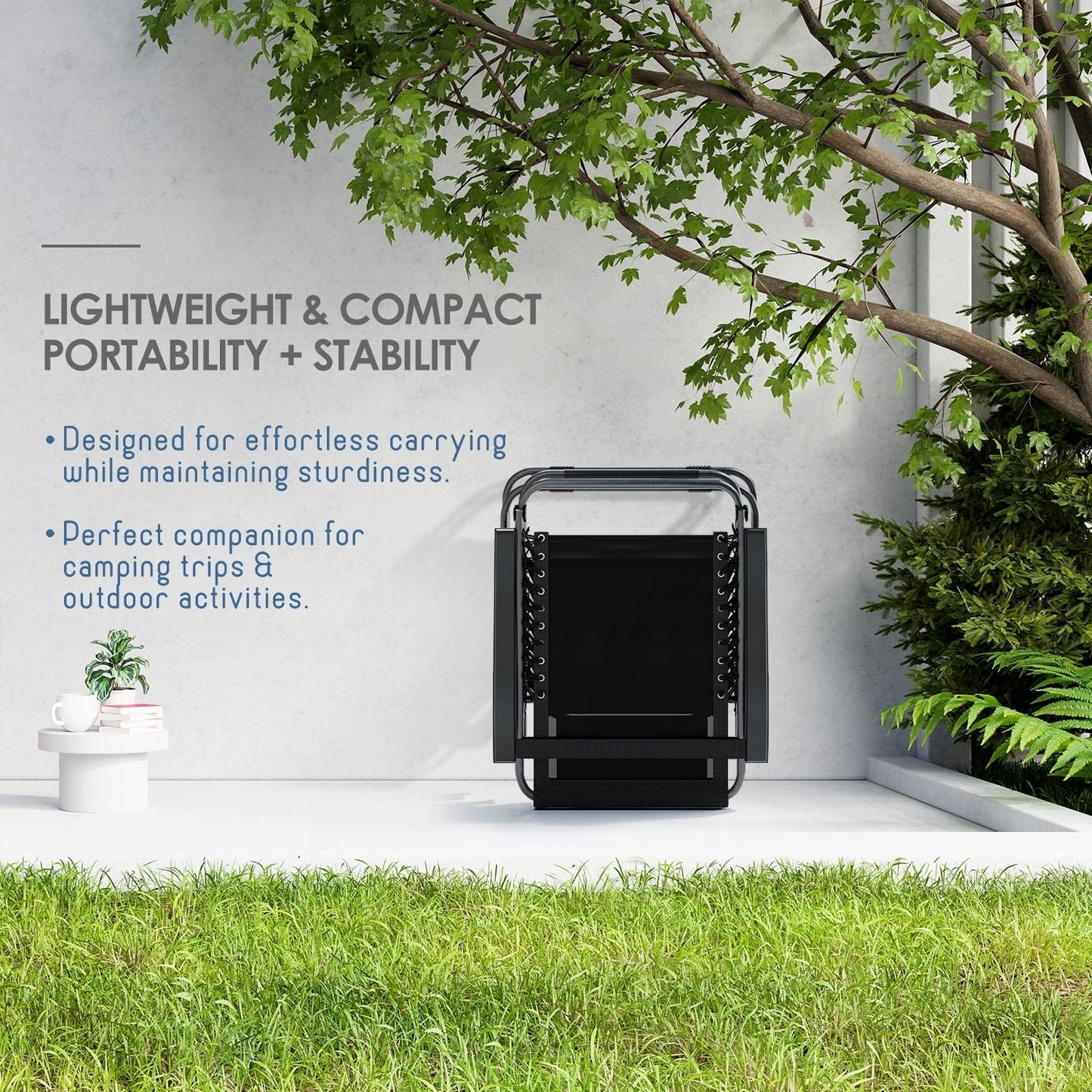 LammaLoe Zero Gravity Chair, Outdoor Lounge Chairs with Cup Holder, Black