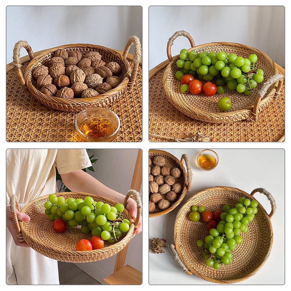 CTIRCHIU Kitchen Wicker Basket Serving Bread Basket Khaki 1Pcs for Home Use