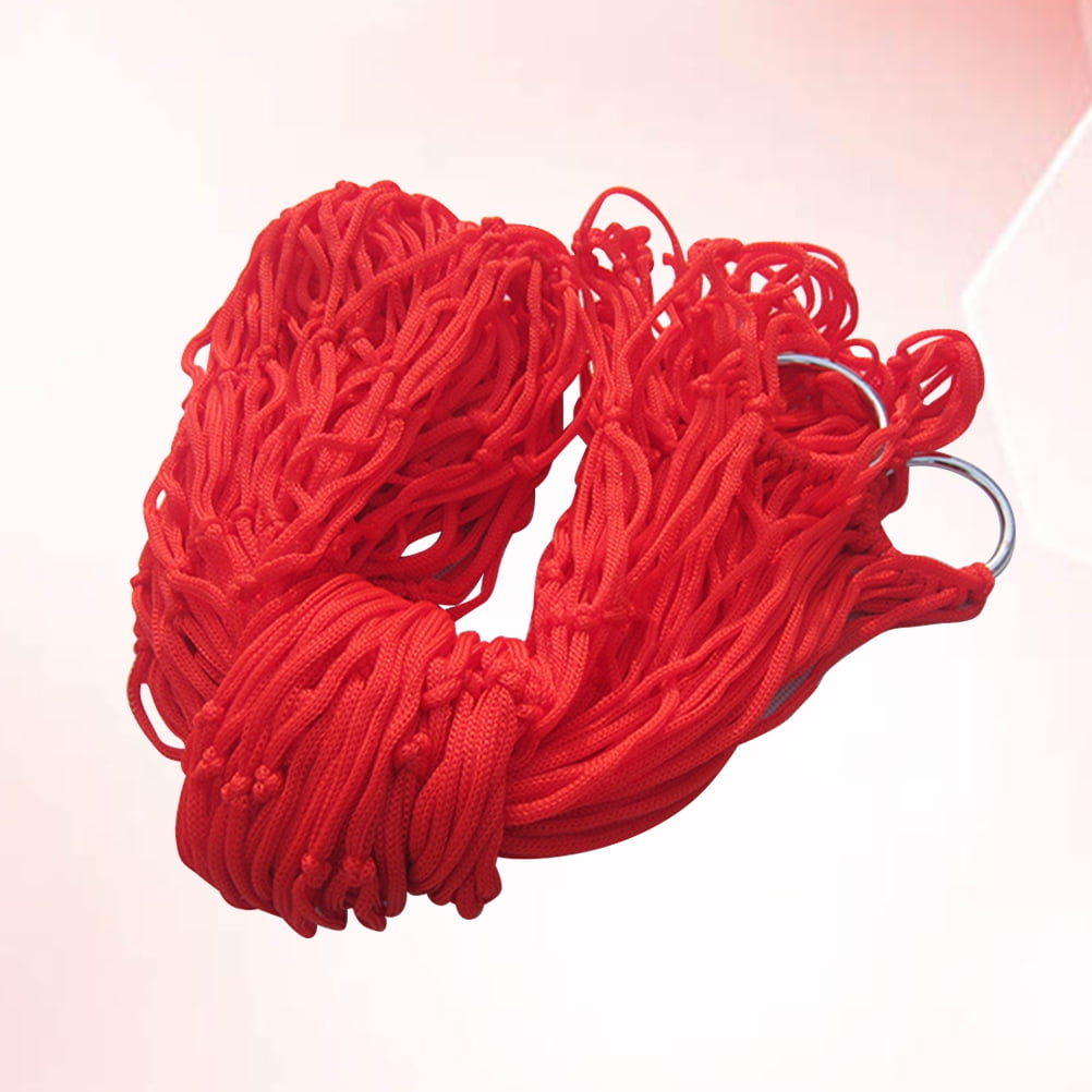 IBASETOY Camping Nylon Hammocks Swing Hammock Red Thickened Mesh 1Set