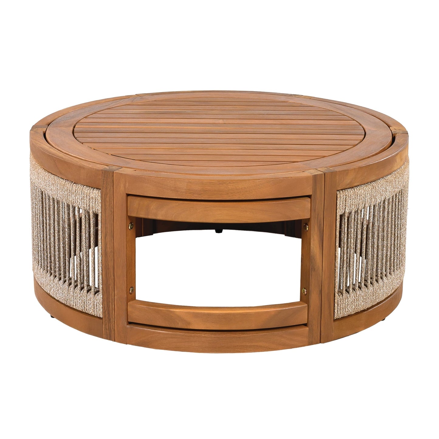 Christopher Knight Home Acacia Wood Patio Coffee Table, Weather-Resistant Outdoor Table with Handwoven Rope