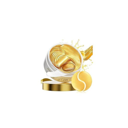 LANBENA 24K Gold Under Eye Patches(30 Pairs) -Cooling Masks for Fine Lines Reduce, with Caffeine Niacinamide Tetrapeptide Hydra-Gel Collagen, Puffy Eyes & Dark Circles Bags Treatment