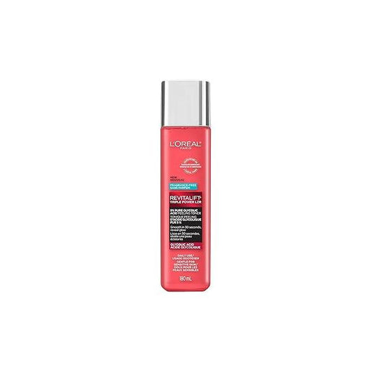 L'Oreal Paris Revitalift 5% Pure Glycolic Acid Peeling Toner with Aloe Vera, Alcohol Free, Fragrance Free 6 fl oz