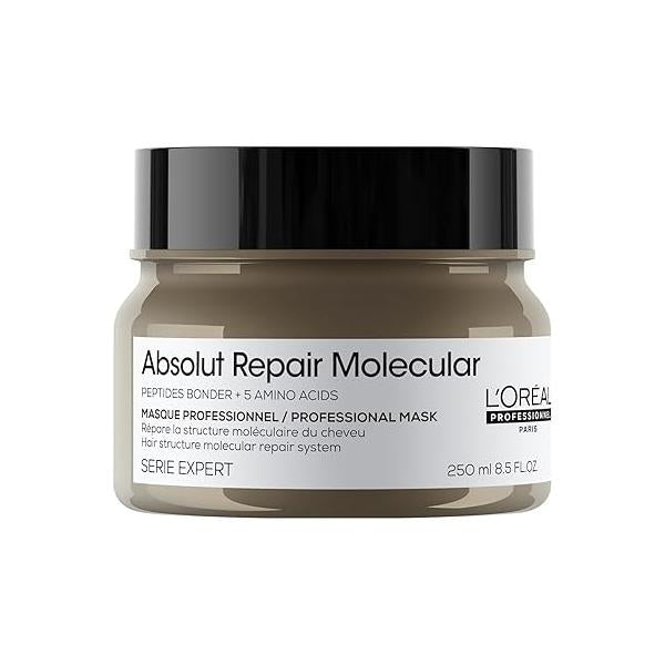 L'Oréal Professionnel Paris Absolut Repair Molecular Hair Mask - Repairs Damage & Restores Strength For Extremely Dry Damaged Hair, Extra Detangling Hydration, Peptides Bonder
