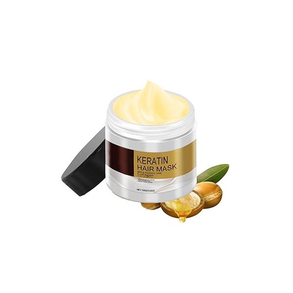 Collagen & Argan Oil Hair Mask for Damaged Hair, Including Curly, Straight, Thin Fine Nourishing Essence Care (100g, 3.53oz)