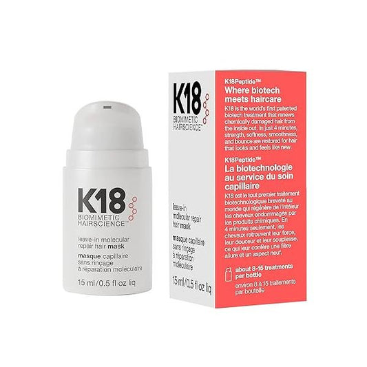 K18 Leave-In Molecular Hair Mask, Repairs Dry or Damaged Hair, Reverse Damage from Bleach, Color, Chemical Services & Heat