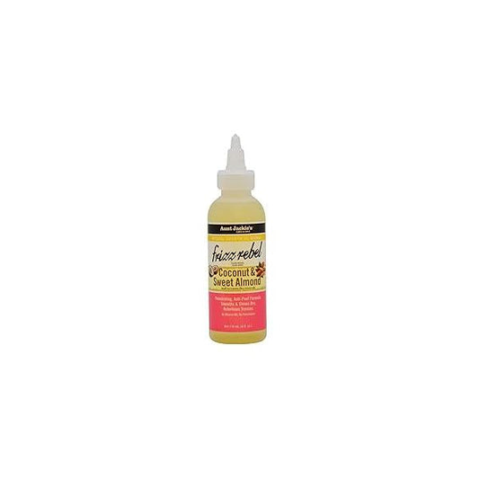 Aunt Jackie's Natural Growth Oil Blends Frizz Rebel - Coconut and Sweet Almond, Smooths Shines Dry, Rebellious Tresses, Anti-Poof Formula, 4 oz