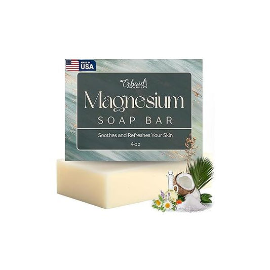 Dead Sea Magnesium Soap Bar - Deep Cleansing, Moisturizing Body for Dry Itchy and All Skin Types Shower Soothes Muscles Joints All-Natural Exfoliating Face Wash Made in USA