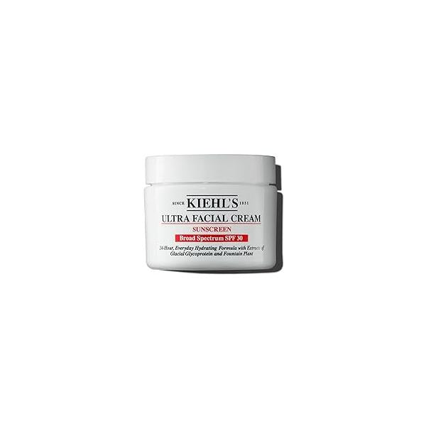 Kiehl's Ultra Facial Cream with SPF 30, Lightweight Daily Face Moisturizer for All Skin Types, 24-hour Hydration, UV Sunscreen Protection, Non-greasy, Absorbs Quickly, Glacial Glycoprotein