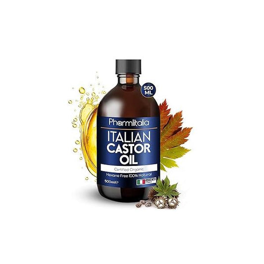 Castor Oil Organic Cold Pressed Unrefined - Wild Growth Hair Golden for Face, Scalp, Eyelashes, Skin Care and Nails Aceite De Organico Puro 500ml