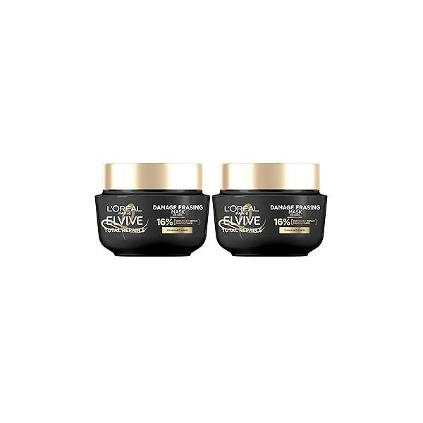 L'Oreal Paris Hair Care Elvive Total Repair 5 Damage Erasing Balm, Conditioning Mask for Damaged Hair, with Almond and Protein, 8.5 fl; oz, (Pack of 2)