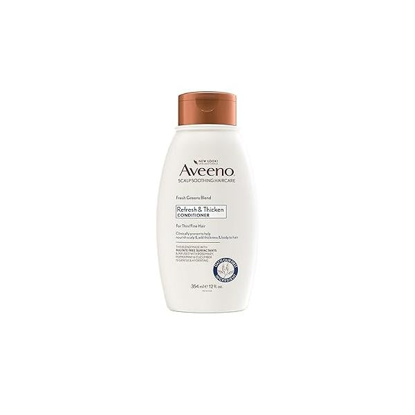 Aveeno, Fresh Greens Blend Sulfate-Free Conditioner with Rosemary, Peppermint & Cucumber to Thicken Nourish, Clarifying Volumizing for Thin or Fine Hair, Paraben-Free, 12oz
