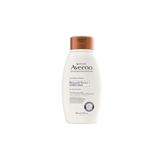 Aveeno, Fresh Greens Blend Sulfate-Free Conditioner with Rosemary, Peppermint & Cucumber to Thicken Nourish, Clarifying Volumizing for Thin or Fine Hair, Paraben-Free, 12oz