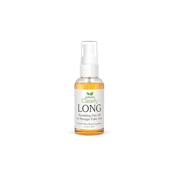 Clearly LONG, 100% Natural Hair Strengthening + Conditioning Leave In Treatment for Split Ends, Dry Damaged with Castor, Jojoba, Argan Oils | Sulfate Free, Alcohol Free (60 mL)
