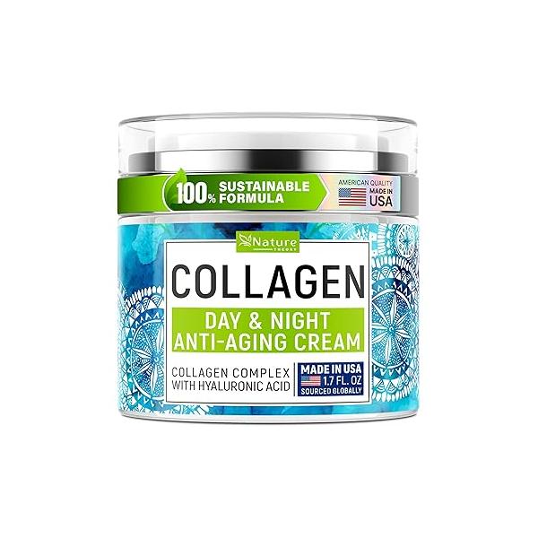 Collagen Cream for Face with Retinol & Hyaluronic Acid - Moisturizer Women Men Skin Tightening Firming Anti Aging Wrinkle Cream, Day Night Moisturizing Facial 1.7oz