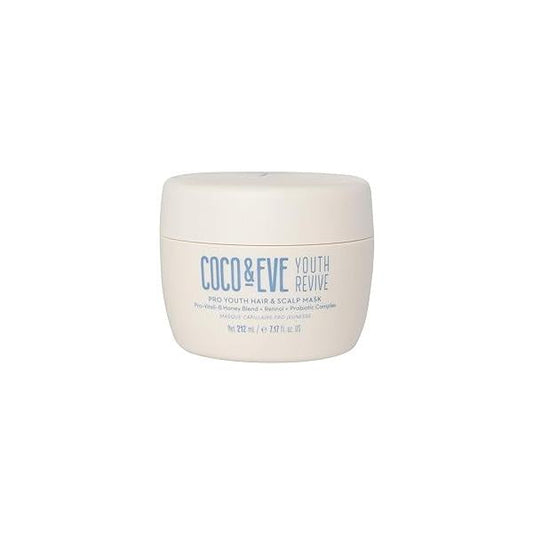 Coco & Eve Pro Youth Hair Scalp Mask. Anti-aging, strength, shine, volume. Regulate dandruff. With honey, retinol for youthful hydrated hair.