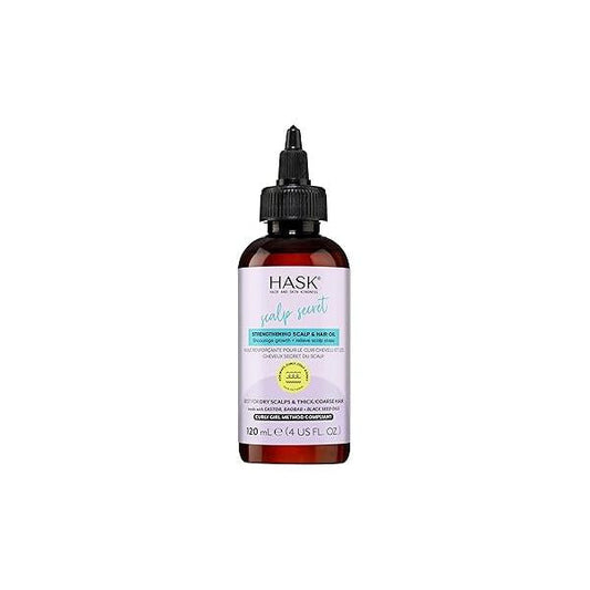 HASK Texture Series Strengthening Scalp & Hair Oil with Castor, Baobab Black Seed Oils for Curly, Coily Kinky Hair, Gluten-Free, Sulfate-Free, Cruelty-Free - 4 fl oz