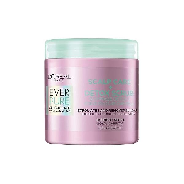 L'Oreal Paris EverPure Exfoliating Scalp Care + Detox Scrub with Apricot seed, 8 Ounce
