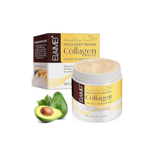 Collagen Hair Treatment Mask, Deep Repair Conditioning Mask with Collagen, Maca, Avocado Oil for All Types, 7.4 FL OZ