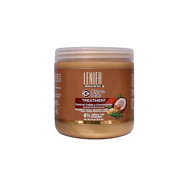 Lenier Crece Más Hair Mask - Supports Growth & Controls Fall | With Ginger, Coconut Rosemary Nourishes Strengthens Dry, Damaged Deep Hydration Sulfate-Free, Paraben-Free