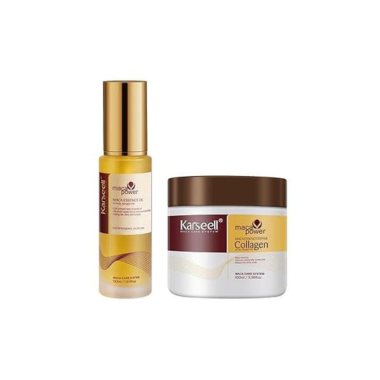 Karseell Collagen Hair Treatment Deep Repair Conditioning All Types 3.38 oz 100ml + Argan Oil Serum for Dry Damaged 50ml
